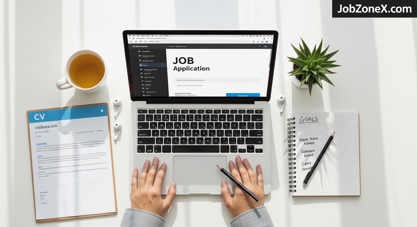 Laptop with job application and CV